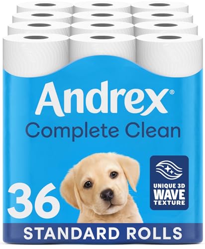 Andrex Complete Clean Toilet Roll 36 Rolls (Previously Andrex Classic Clean Toilet Tissue) Unbeatable Toilet Paper with Unique 3D Wave, FSC Certified