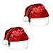 Plush Red Velvet Santa Hat with White Cuffs (2 Pack)