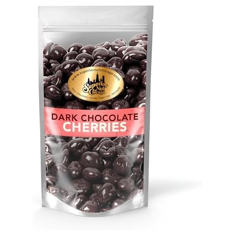 Superior Nut Chicago Dark Chocolate Covered Cherries - 64% Rich Dark Chocolate Covered Fruit - Sweet & Decadent - Natural Vitamin C, Fiber, & Potassium Source - Resealable 2.5 lb Bag Cover
