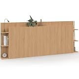 IDMarket   Tête de lit sur Pied Juliette pour lit 140 et 160 cm avec rangements Effet Lattes tasseau Bois
