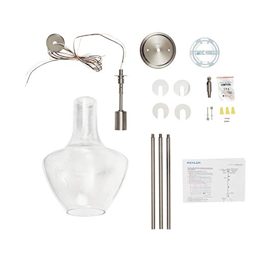 Kichler Everly 15.25" Kitchen Bell Pendant In Brushed Nickel, 1-Light Clear Seeded Glass Pendant Light, (15.25" H X 10.5" W), 42141Nics, Old Bronze #TOP2