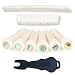 Miwayrer Acoustic Guitar Bone Bridge Saddle Nut with 6pcs Big Abalone Dot Guitar Bridge Pins and Pins puller (Bone bridge & Bone pins)
