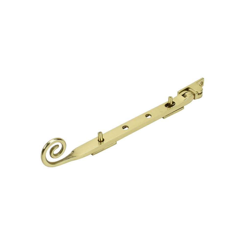 Dart Monkey Tail Solid Brass Window Stay 8" (200mm) - Polished Brass