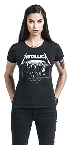 Metallica Master of Puppets Tour 1986 Photo Camiseta Mujer Negro S, 100% algodón, Corte Normal