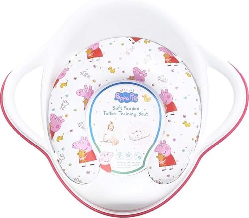 Peppa Pig Soft Padded Toilet Seat, White/Pink Portable Potty Detachable Cushion, Easy Wipe Cleaning Anti Stick Lightweight 18m+ Toddler, Max Weight 25kg