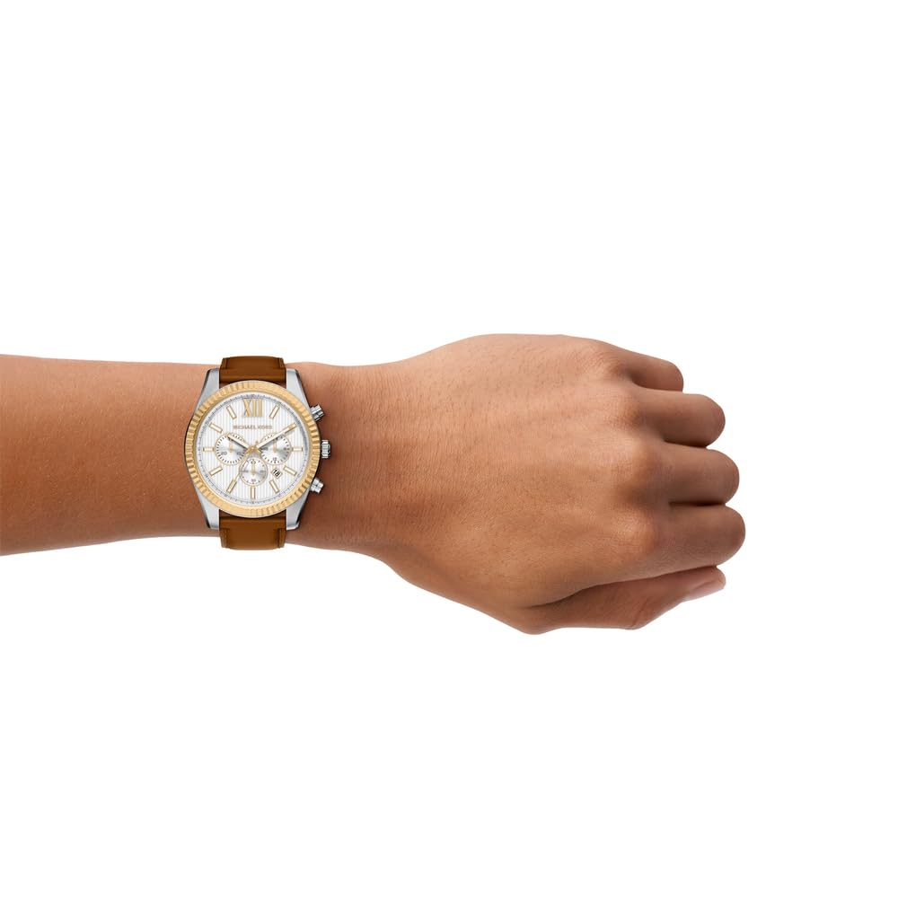 Michael Kors Lexington Uhr für Herren, 45mm Quarz-Chronographenwerk mit Edelstahlarmband