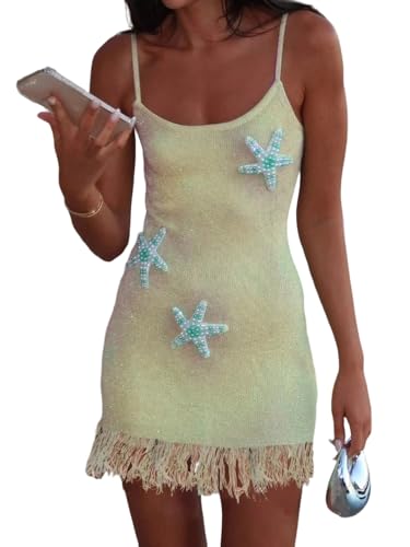Ladies' Summer Bright Silk Starfish Nail Bead Suspender with Tassel