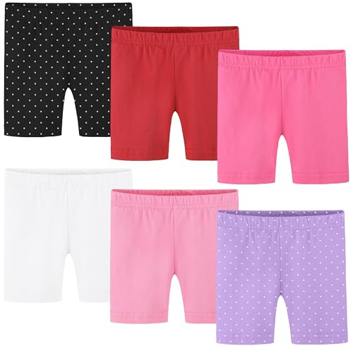 Poroka 6 Pack Baby and Toddler Girls Bike Shorts Soft Girls Summer Dancewear Shorts Solid Tumbling Safety Short for Kids