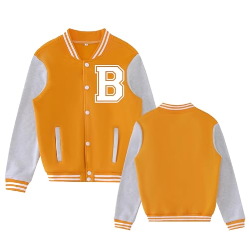 Image of BAICAIYU Kids Baseball Jackets Boys and Girls Varsity Coat Buttons Cardigan Letter Sport Letterman School Jacket