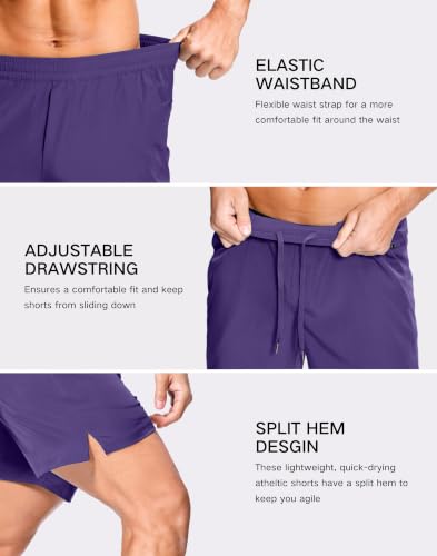 Image of GGJ Men's Lightweight Athletic Shorts with 2 Zipper Pockets 7 inch /9 inch /5 inch Gym Workout Running Quick Dry Tennis Shorts for Men