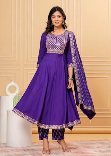 Women Embroidered Kurta set with Dupatta in Rayon fabric Indian Tunic Dress Ethnic Wear Collection For Women4