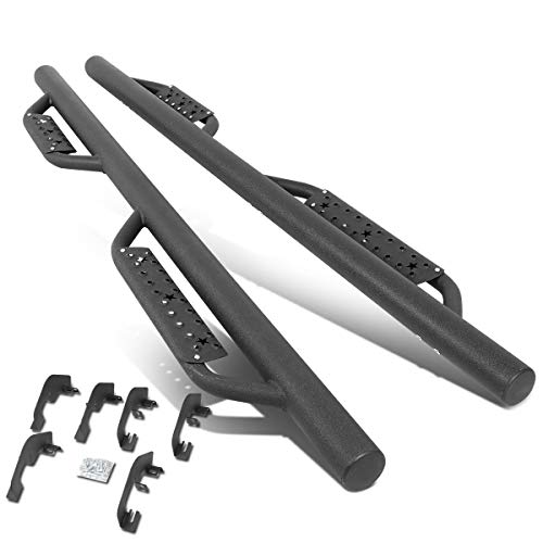 Auto Dynasty Drop Running Boards Compatible with 2007-2019 Silverado Sierra 1500 2500HD 3500HD Extended Cab, Mild Steel Round Tubing Side Step Rail Nerf Bar, Black Powder Coated Step Bars