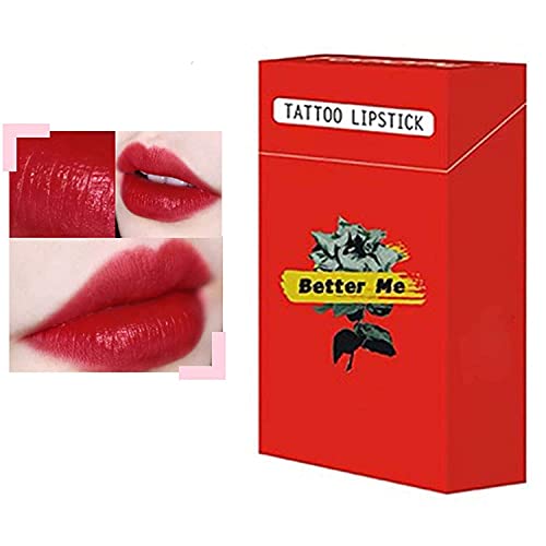 20 Pcs/Box Tattoo Lipstick Swab, Women Long Lasting Lip Gloss Swab Matte, Durable Waterproof Liquid Non-Stick Lipstick (Haze red)