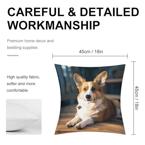 Fundas de almohada suaves con cremallera invisible Smart Corgi 3