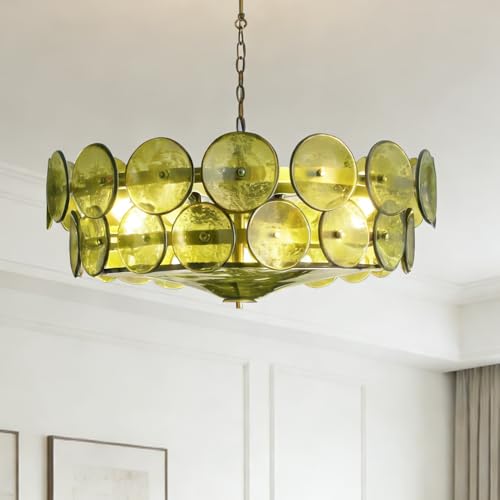 Bofea-23.6 Mid Century Pendant Light Fixture with Green Glass Shades