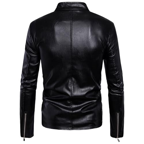 Chaqueta de cuero con cierre para hombre, estilo bomber miniatura 6