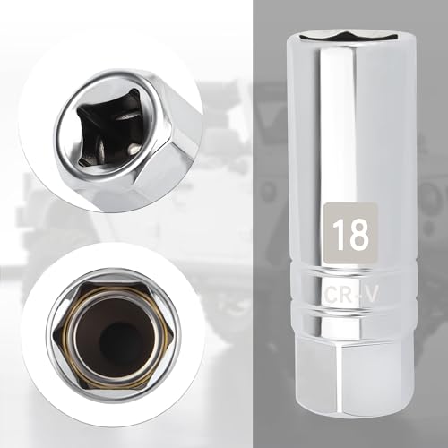Image of 18mm Magnetic Spark Plug Socket,6-Point 3 /8 inch Drive Thin Wall Spark Plug Socket,Universal Sparks Plugs Removal Tool Car Accessories for Most Cars Trucks SUVs