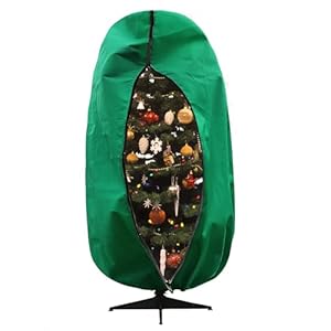 9 x 6 ft upright christmas tree storage bag with zipper & drawstring, non woven fabric reusable dust proof vertical cover for xmas trees