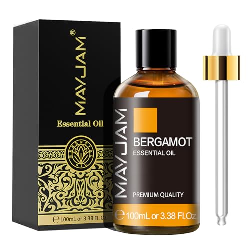 MAYJAM Aceites Esenciales de Bergamota 100 ml, 100% Aceites Esenciales Naturales Puros, Aceite Esencial de Aromaterapia de Grado Terapéutico, Aceites de Fragancia para Difusor Humidificador