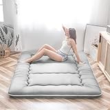 Japanese Floor Mattress Futon Mattress, Thicken Tatami Mat Sleeping Pad Foldable Roll Up Mattress Boys Girls Dormitory Mattress Pad Kids Floor Lounger Bed Couches and Sofas, Grey, Twin Size