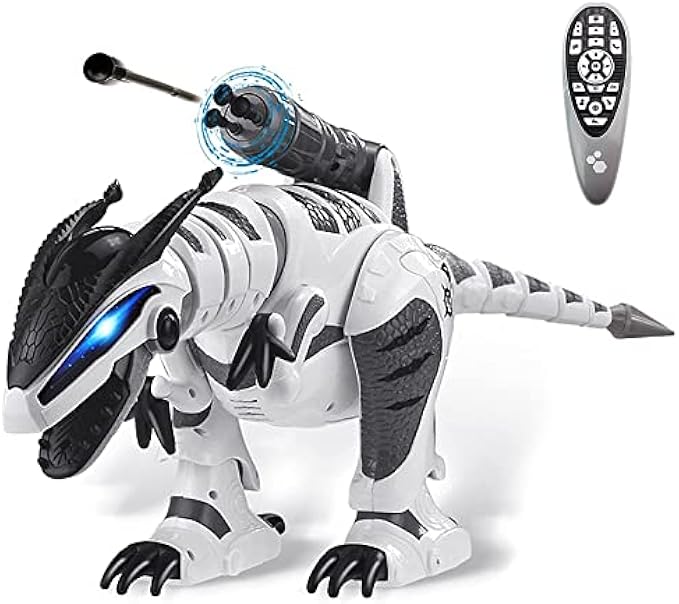 Dollox Remote Control Dinosaur Robot RC Interactive Electronic Pet Dinosaur Programmable Robotic Dino T-rex Toys with Fight Mode Walking Singing Dancing Shooting Gift for 3-10 Year Old Kids