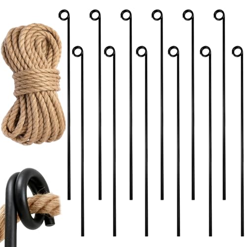 Yoojahow 12 Pcs 42 Inches/3.5 ft Single Rope Poles/Stakes with