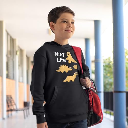 Nug Life Kids' Hoodie - Dino Nugget Hooded Sweatshirt - Cool Graphic Hoodie for Kids3