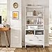 Homieasy Vertical File Cabinet with Charging Station, Lock & Large Drawer, Printer Stand with Storage Shelves, Office Storage Cabinet fits Letter/A4/Legal Size, White
