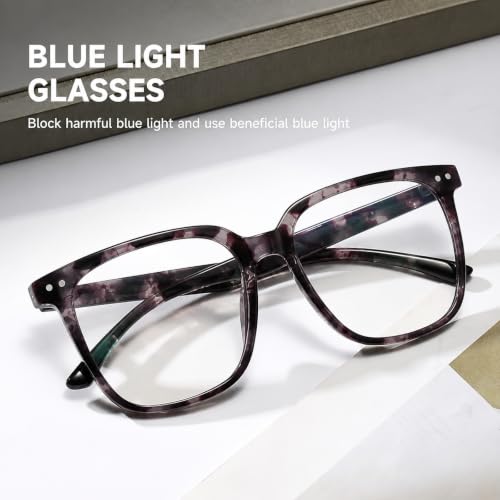 Image of Oversized Square Blue Light Blocking Glasses for Women Men, Anti Glare Computer Glasses, Reduce Eye Strain