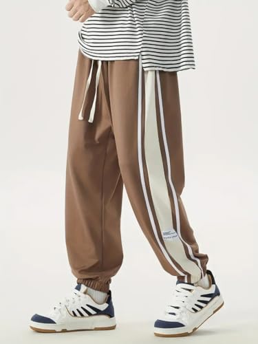 Image of Q - RIOUS Men's Black Colorblock Jogger Sweatpant | Contrast Side Stripe Sportswear | Casual & Gym Wear