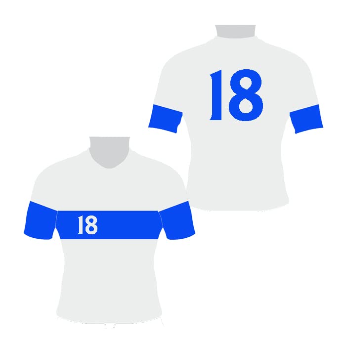 Winning Beast Ready to Use Lot of 18 Soccer Jersey with Player Numbers. Style 109. White - Blue