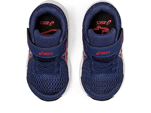 ASICS Tênis de corrida infantil Contend 7, Oceano escuro/vermelho clássico, 4 Toddler