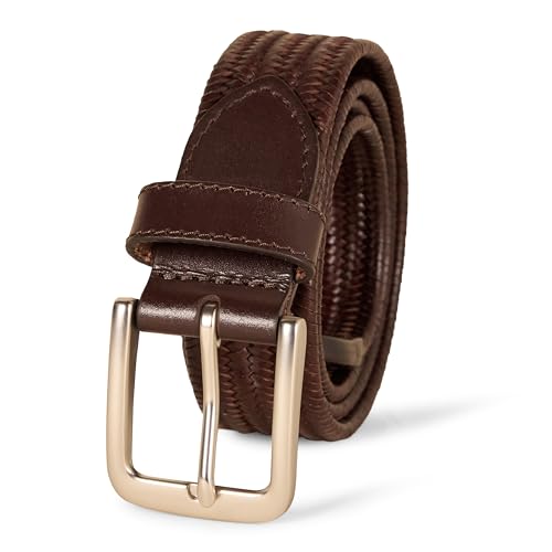 Amazon Essentials Men's Tubular Stretch Weave Belt, Brown, 38 by Amazon Essentials - Used condition - US$10.99