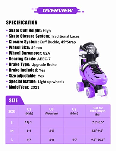 image for METROLLER Roller Skates for Girls Ages 5-8 8-12 and Boys Teens, Adjust