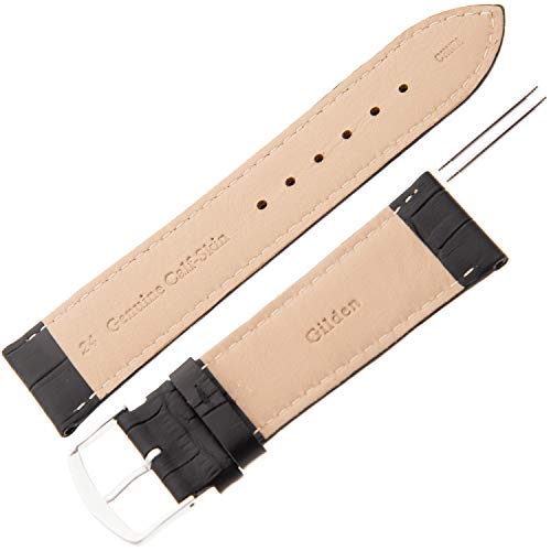 Gilden Unisex 18-24Mm Matte Padded Stitched Gator-Grain Calfskin Watch Band Mls30-0118 (18 Millimeter End Width, Black) #TOP2