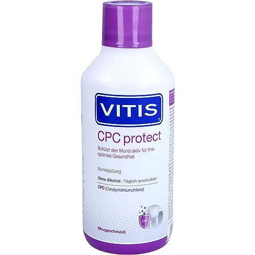 DENTAID VITIS CPC protect Mundspülung, 500 ml Soluzione, Sapore Neutro, Completa Assistenza Orale di Alta Qualità, Generale con Alta Qualità Orale