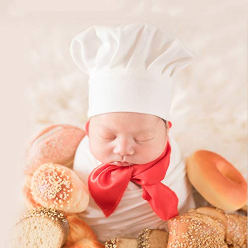 Sombrero de niños Gorra de fotografía Chef Hat Unisex ajustable pequeño sombrero de cocina para niños pequeños Fotos de arte para bebés adecuadas para 0-6 meses