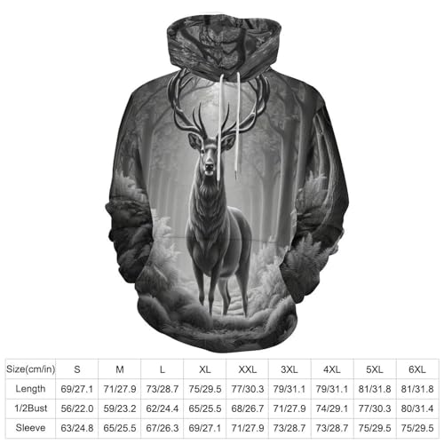 Sweat à capuche cerf 3D l'arbre majestueux pull gris aux finitions premium - 3
