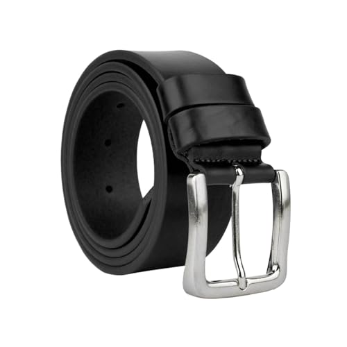 Conte Massimo Cinturón de Hombre de Cuero Genuino, Pieza Única, Made in Italy, Hebilla Sin Níquel (Nickel Free), Acortable, 4 cm de Alto, Con Caja de Regalo
