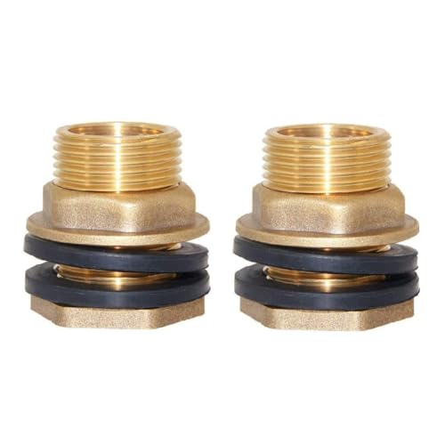 Joywayus 2PCS 1/2" Female 3/4" GHT Male Water Tank Bulkhead Tank Fitting