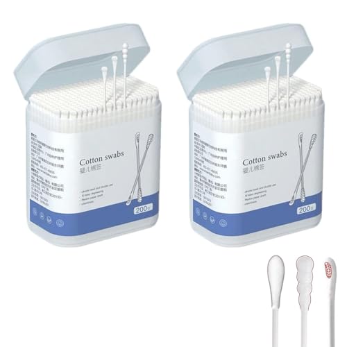 400Pcs Cotton Swabs, SonoYU Cotton Buds with 3 Headed Design, Ear Cleaners, Baby Cotton Buds Kids Safety Swabs, Made of Safe Cotton for Beauty Care, Cleaning