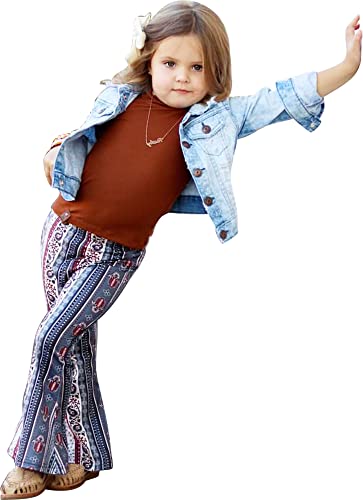 Daisy Del Sol Little Girls Boho Bell Bottom Stretch Legging Flared Soft Yoga Pants Toddler Childrens Kids 2T- 14 Years3