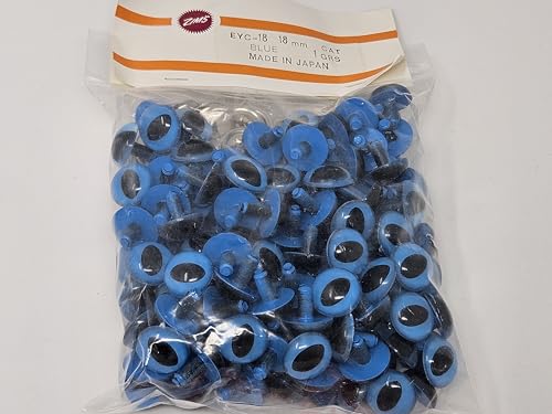 18mm Blue Cat Eyes Plastic Kitty Safety Eyes for Craft Crochet Amigurumi Dolls or Puppets (Bulk Pack of 144)