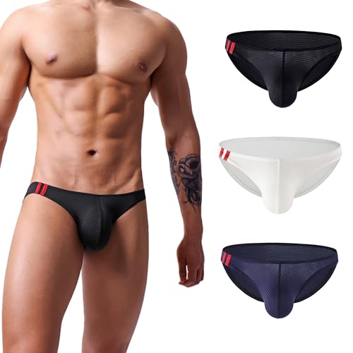 Men's Nylon Solid Bikini Low Rise Briefs Underwear - Main Image