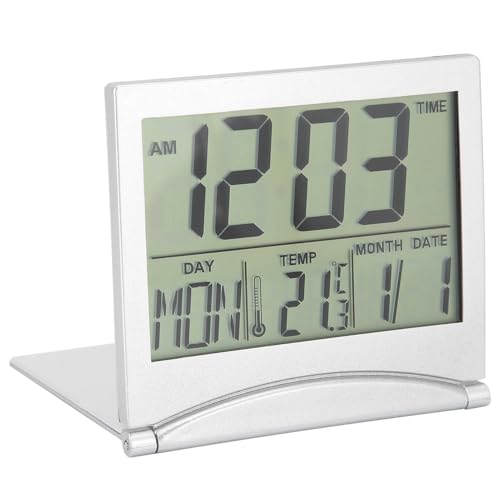 Tomvorks Despertador Plegable Compacto con Recordatorio de Cumpleaños y Termómetro, Reloj de Escritorio de Viaje para Regalos Comerciales, Regalos Promocionales y Más