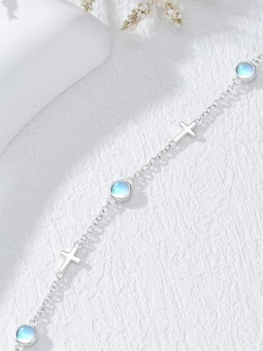 Image of Dorunmo Ankle Bracelet for Women 925 Sterling Silver Natural Stone Bracelet Anklet Summer Beach Jewelry Birthday Gifts for Mom