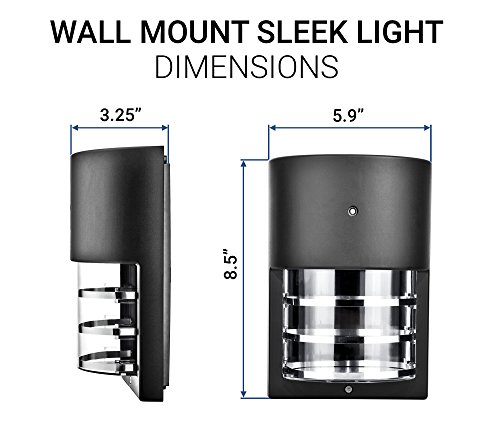 Hyperikon LED Porch Sconce Light Sleek, 6W, Modern Outdoor Wall Lamp, 4000K Daylight, Black, Photocell - Thumbnail 6