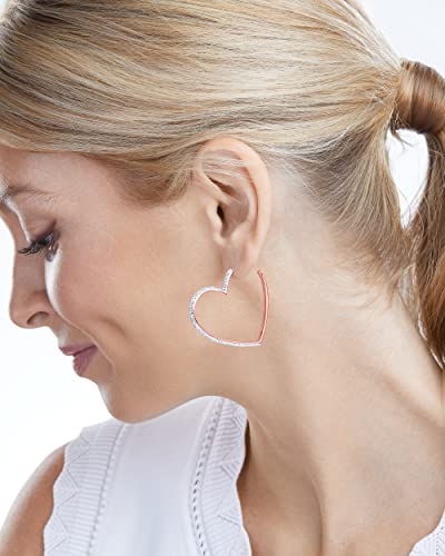 Milla Heart Hoop Earrings - Silver & Gold Heart Earrings For Women, Ideal Gifts For Girlfriend Or Cute Valentines Day Gifts For Her (Rose Gold Plated) #TOP3