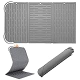 DRWhem Tohoee Alfombrilla Escurreplatos de Silicona Plegable 60 x 33 cm Grande Antideslizante Resistencia a Altas Temperaturas Alfombrilla Escurreplatos para Secar Platos
