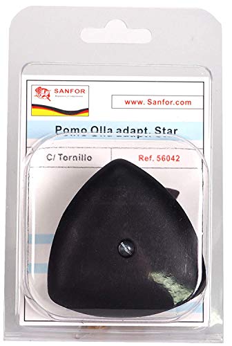 Sanfor Olla Adaptable A Magefesa Star Con Tornillo | Negro | Blister Compatible Pomo Triangular Para Ollas De Presion | 7 X 7 X 3 Cm